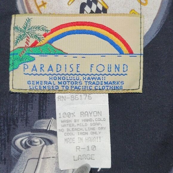 Paradise Found Shirt Chevy Cars Mens Size Large Made in Hawaii Corvette Stingray - Picture 4 of 12